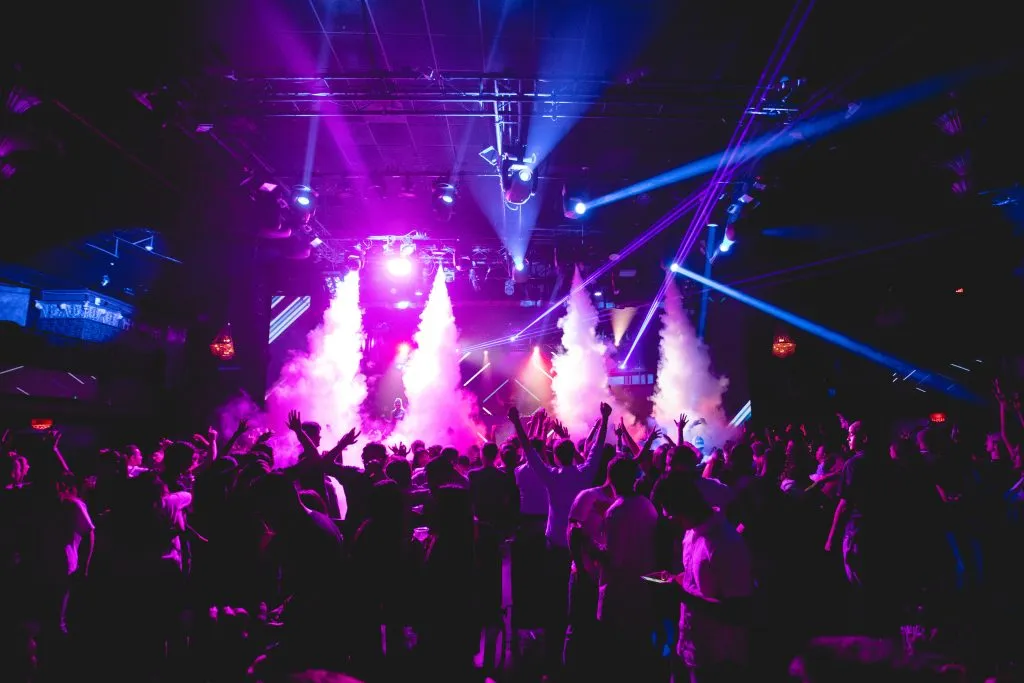 Cryo cannons in going off in night club concert